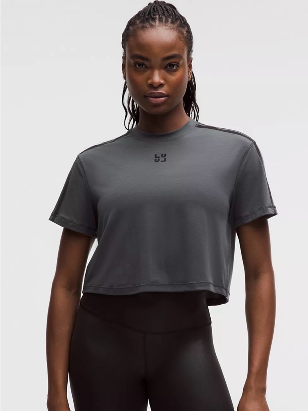 Lululemon-Jersey Training Crop Short Sleeve Flock